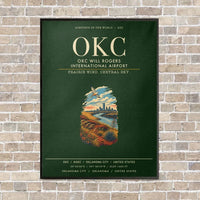 Thumbnail for OKC Will Rogers International Airport OKC vertical canvas print - framed - dark green background