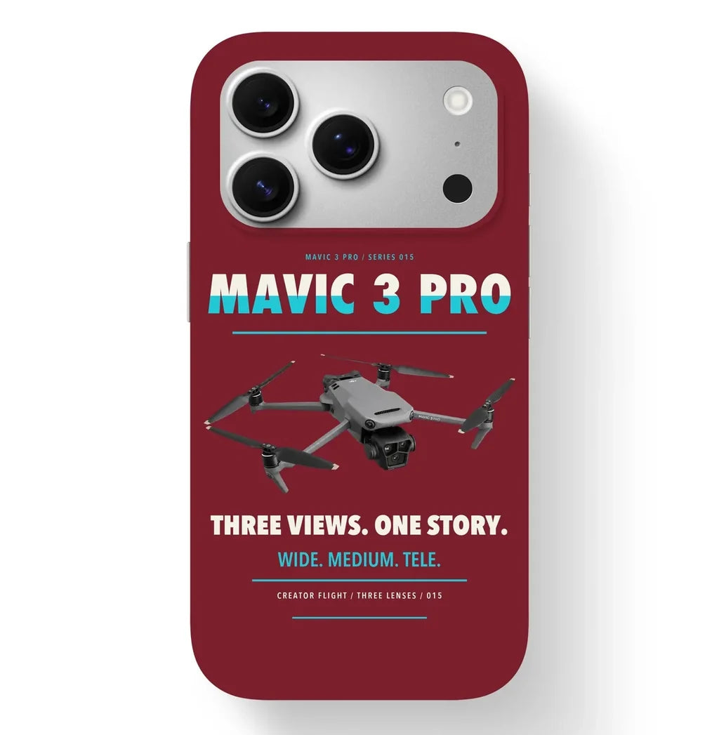 DJI Mavic 3 Pro Case design on dark red iphone case
