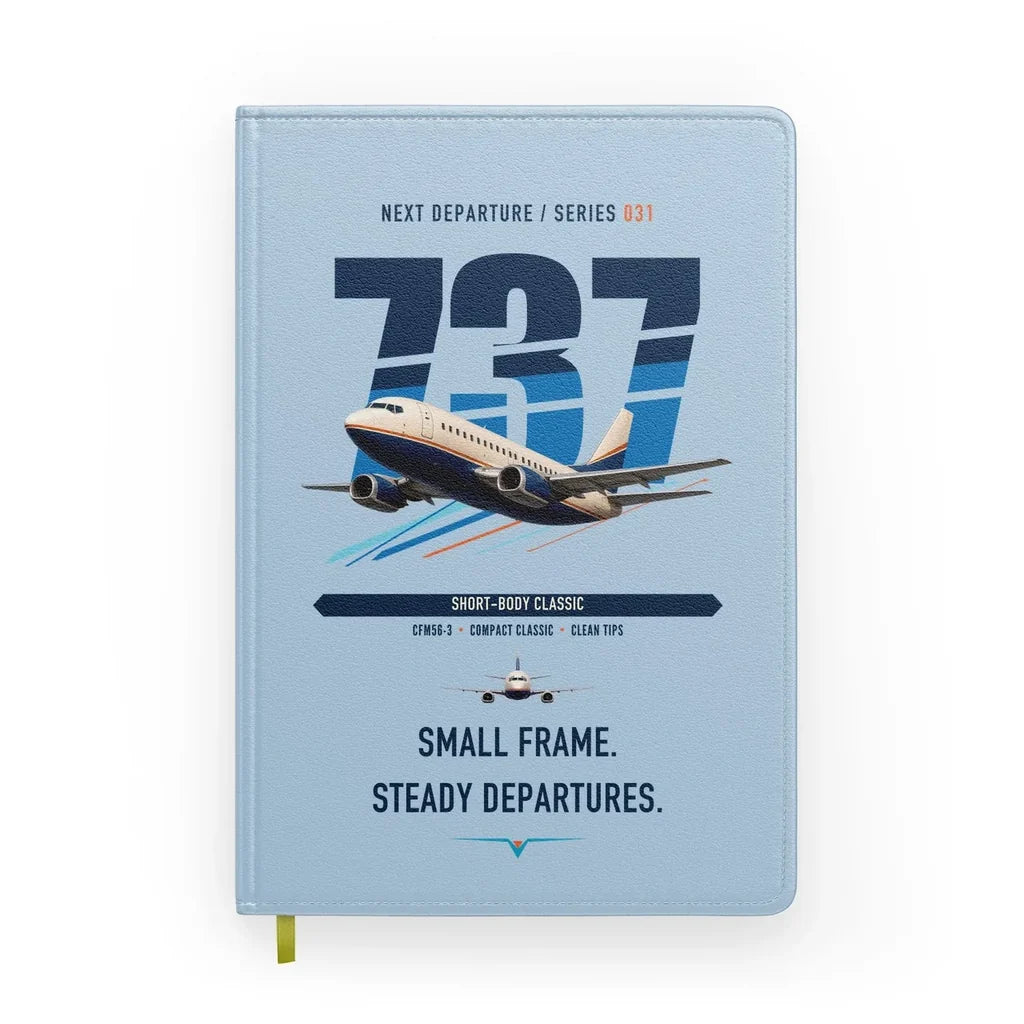 Boeing 737-500 Classic design on light blue notebook