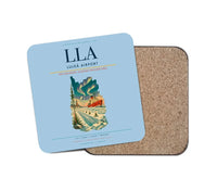 Thumbnail for Luleå Airport (LLA) design on light blue 1 piece coaster