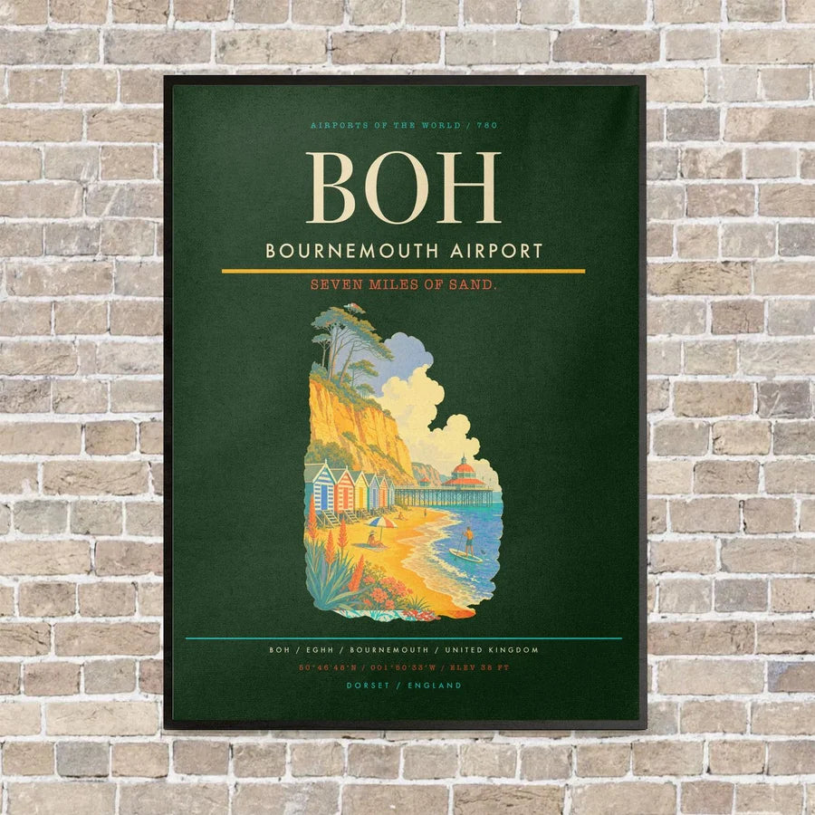 Bournemouth Airport BOH - Canvas Framed - Dark Green