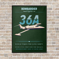 Thumbnail for Bombardier Learjet 36A vertical canvas print - framed - dark green background