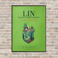 Thumbnail for Milano Linate Airport LIN vertical canvas print - framed - light green background