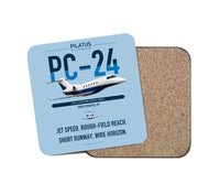 Thumbnail for Pilatus PC-24 design on light blue 1 piece coaster