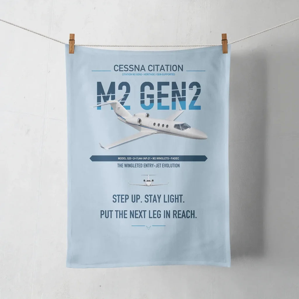 Cessna Citation M2 Gen2 design on light blue towel