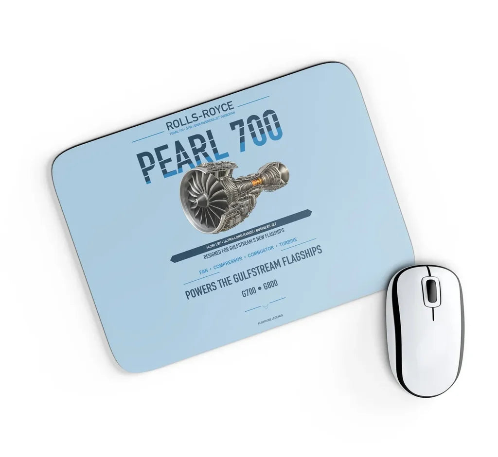 PEARL 700 design on light blue rectangle mouse pad