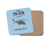 Thumbnail for Sikorsky CH-53E Super Stallion design on light blue 1 piece coaster