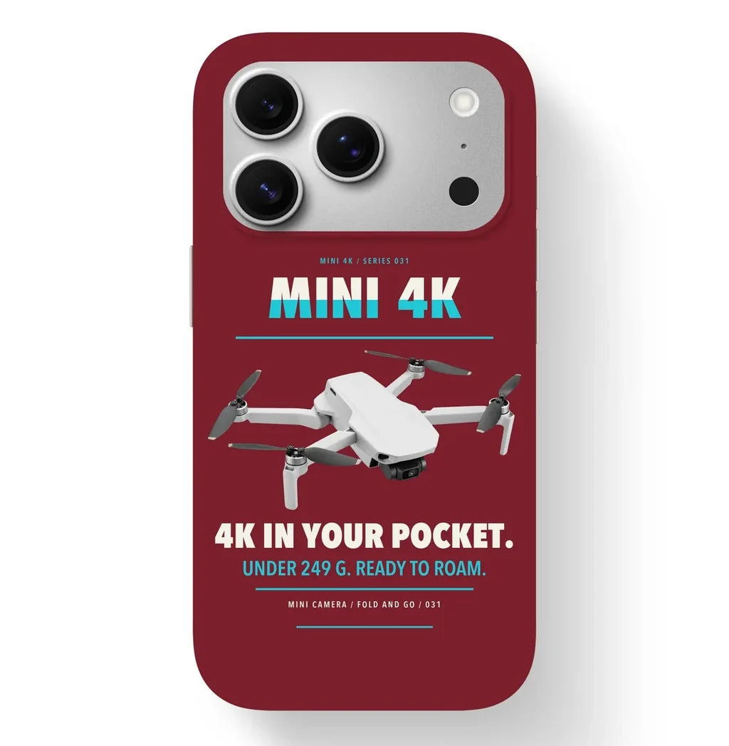 DJI Mini 4K Case design on dark red iphone case