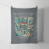 Thumbnail for VINTAGE G4127 - The Heliport Downtown - Designed Towels design on gray