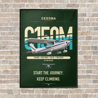 Thumbnail for Cessna 150M vertical canvas print - framed - dark green background