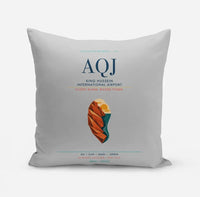 Thumbnail for King Hussein International Airport (AQJ) design on light gray pillow