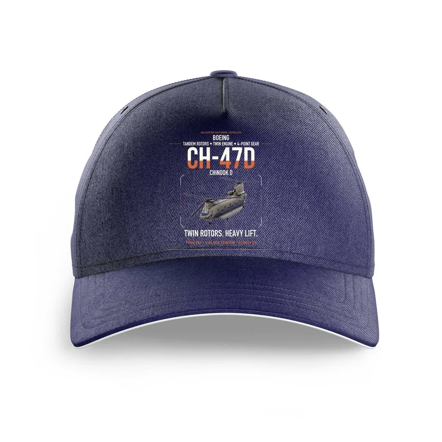 Boeing CH-47D design on dark blue printed hat