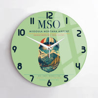 Thumbnail for Missoula Montana Airport (MSO) design on light green no frame wall clock