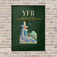 Thumbnail for Iqaluit Airport YFB vertical canvas print - framed - dark green background
