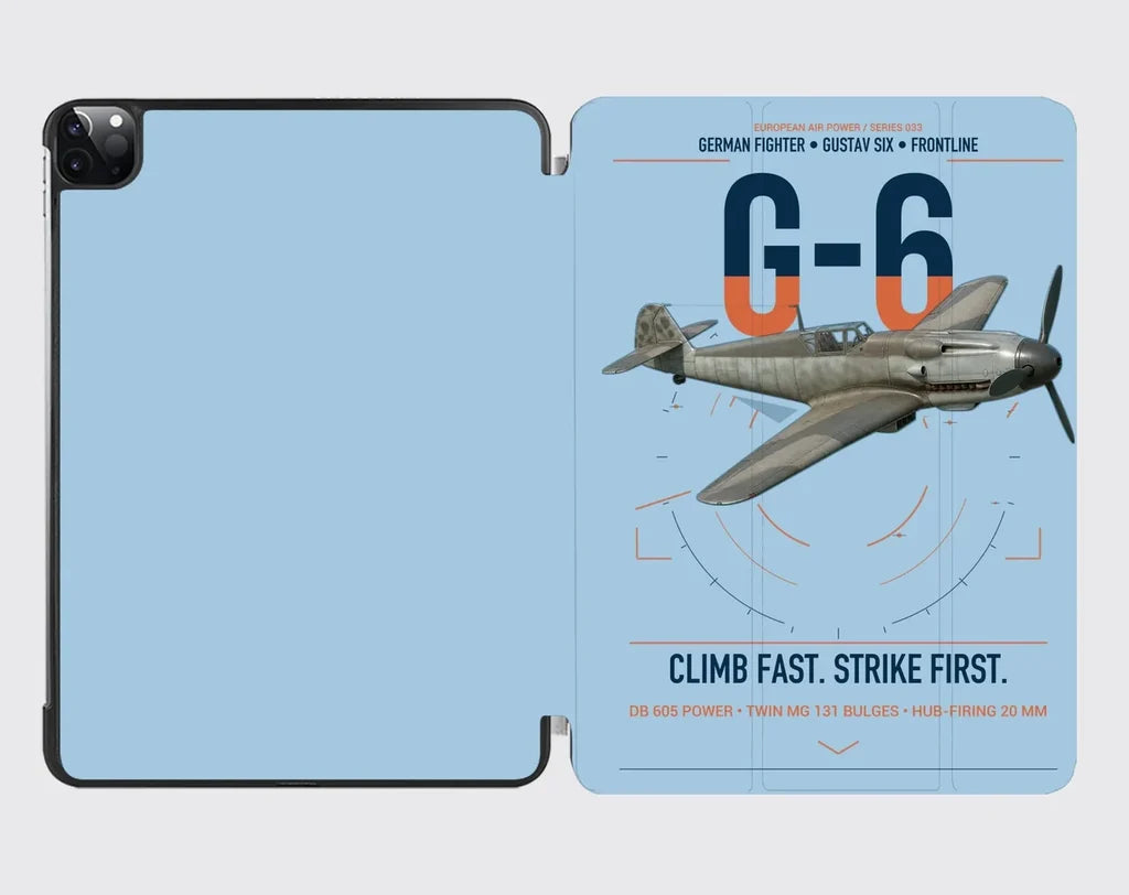 Messerschmitt Bf 109G-6 design on light blue ipad tablet case