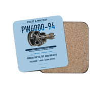 Thumbnail for PW4000-94 design on light blue 1 piece coaster