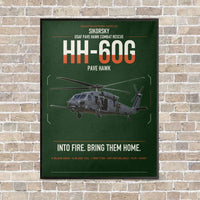 Thumbnail for Sikorsky HH-60G Pave Hawk vertical canvas print - framed - dark green background