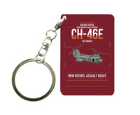 Thumbnail for Boeing Vertol CH-46E Sea Knight design on dark red designed key chain, double-side print