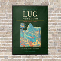 Thumbnail for Lugano Airport LUG vertical canvas print - framed - dark green background