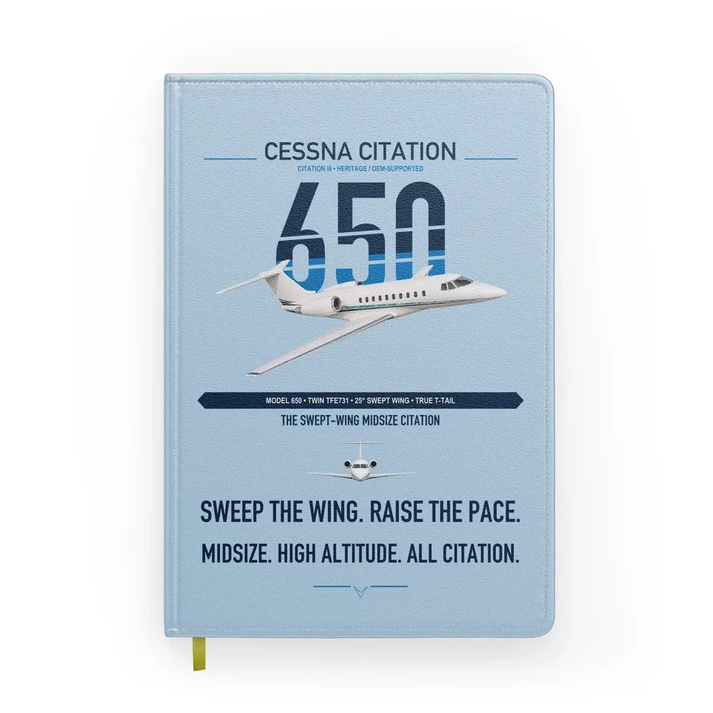 Cessna Citation 650 - Citation III design on light blue notebook