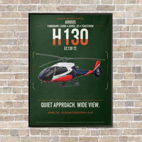 Thumbnail for Airbus H130 vertical canvas print - framed - dark green background