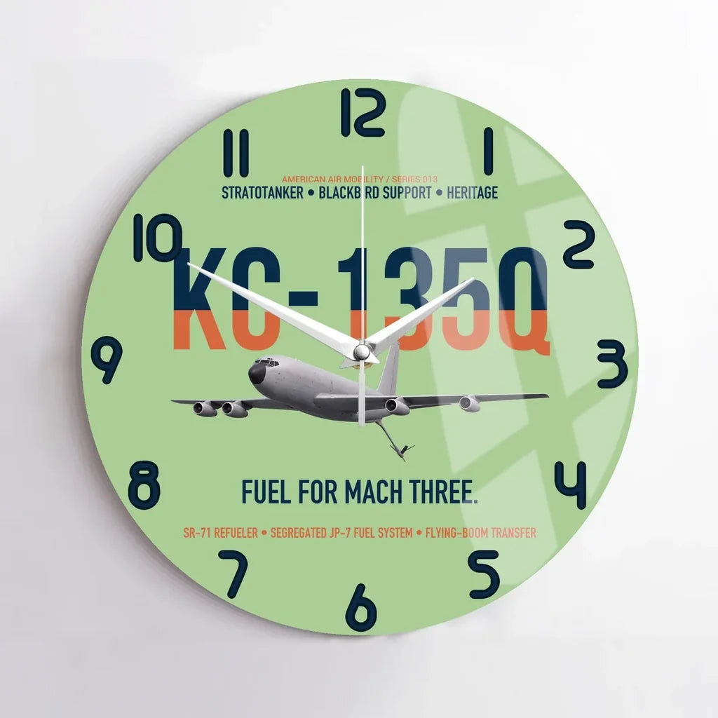 KC-135Q Blackbird Tanker design on light green no frame wall clock