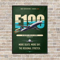 Thumbnail for Embraer E190 vertical canvas print - framed - dark green background
