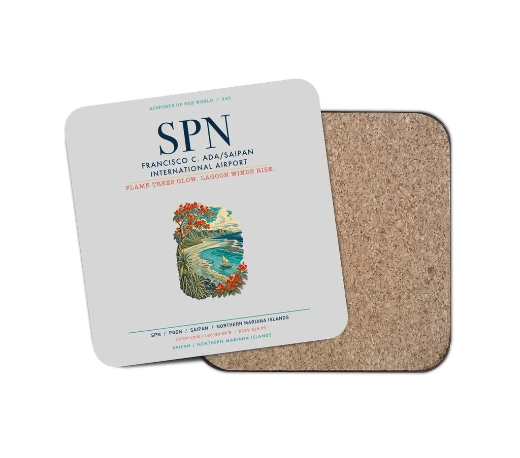 Francisco C. Ada Saipan International Airport (SPN) design on light gray 1 piece coaster