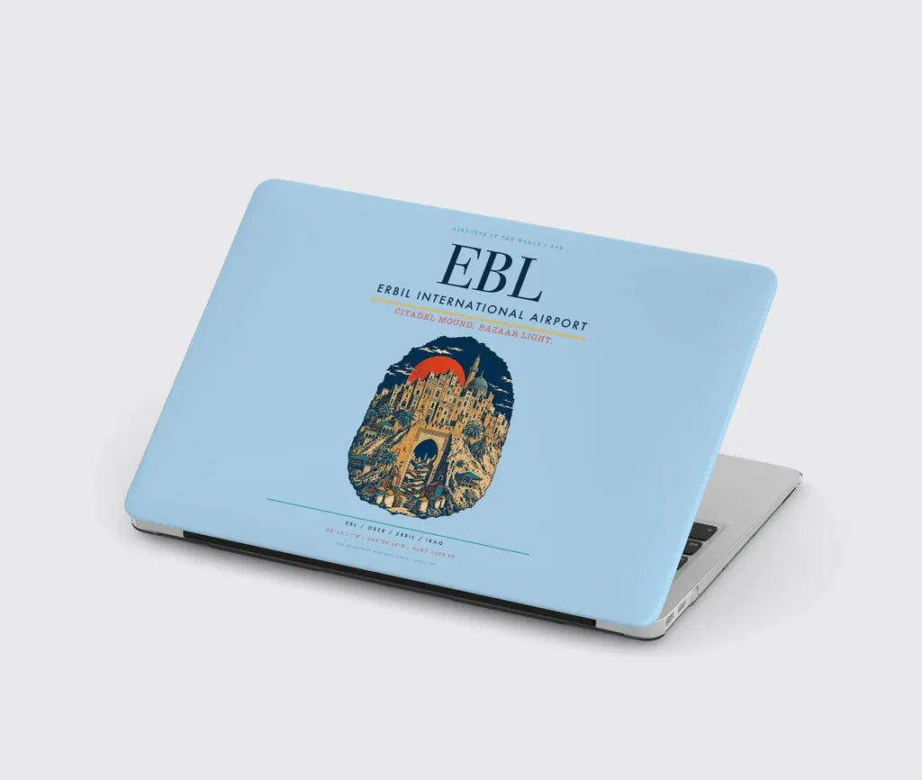 Erbil International Airport (EBL) design on light blue MacBook case