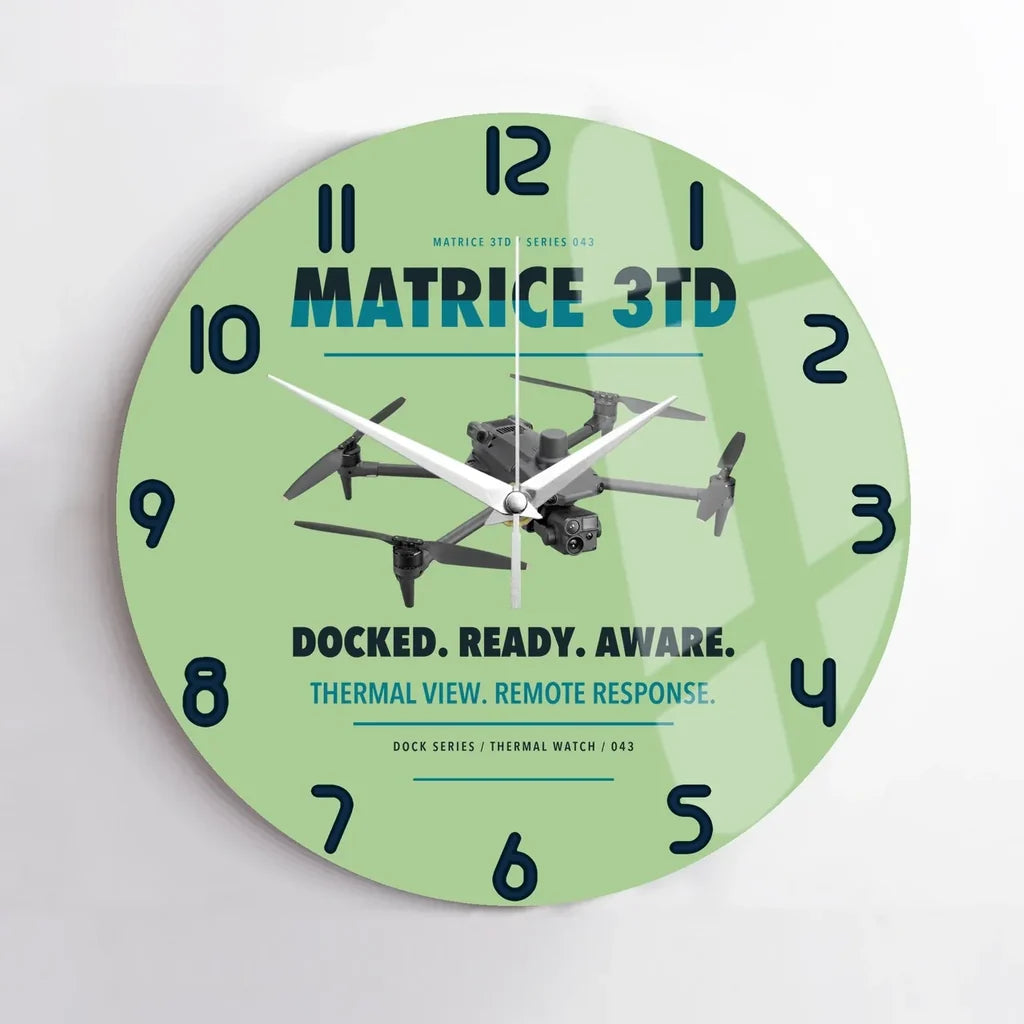 DJI Matrice 3TD design on light green no frame wall clock
