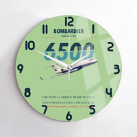 Thumbnail for Bombardier Global 6500 design on light green no frame wall clock