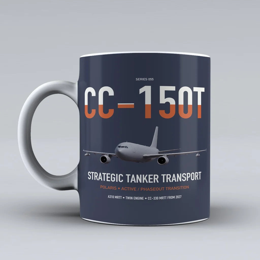 Airbus CC-150T Polaris design on dark blue ceramic mug, double-side print