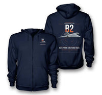 Thumbnail for Avro Vulcan B2 design on navy blue premium zipped hoodie, double-side print