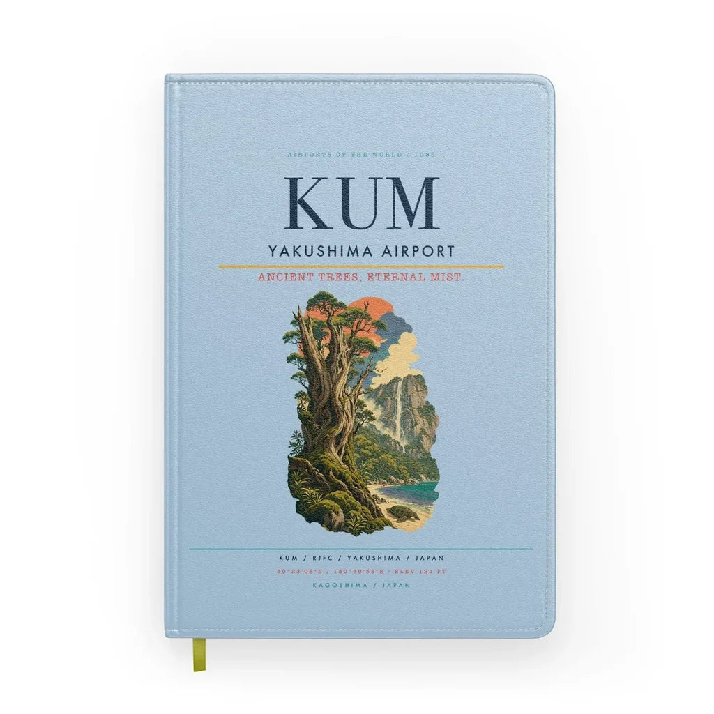 Yakushima Airport (KUM) design on light blue notebook