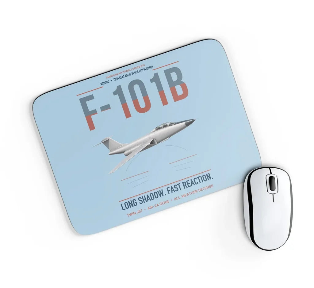 F-101B Voodoo design on light blue rectangle mouse pad