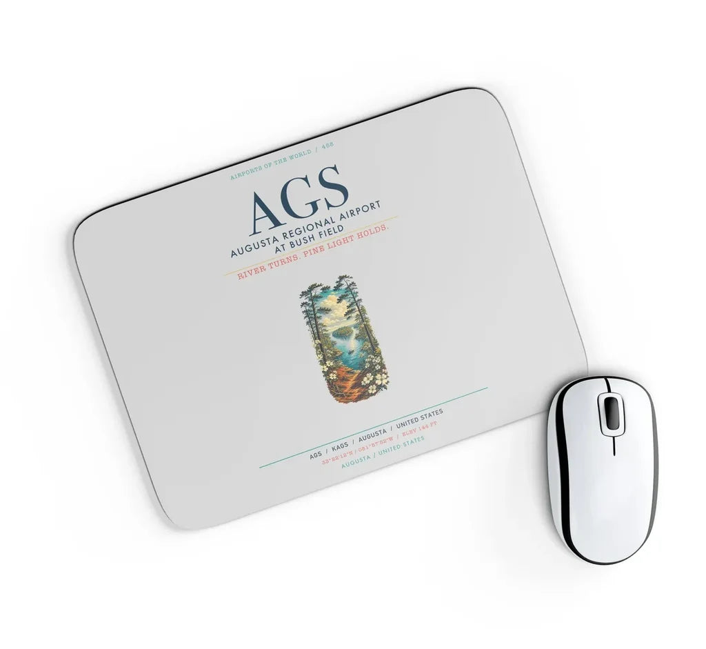 Augusta Regional Airport at Bush Field (AGS) design on light gray rectangle mouse pad
