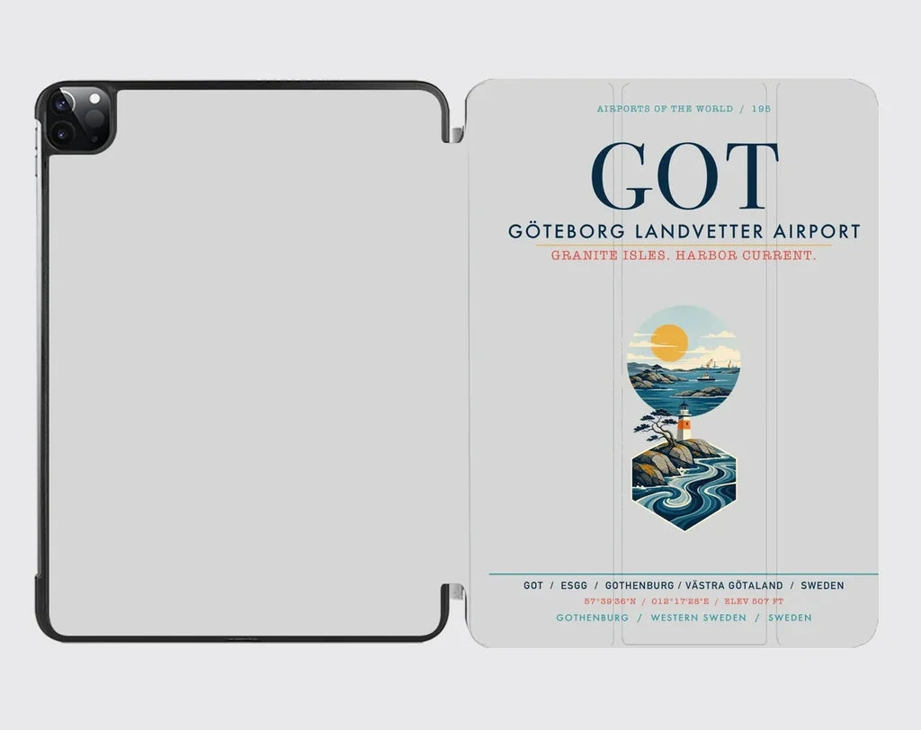 Göteborg Landvetter Airport (GOT) design on light gray ipad tablet case