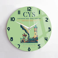 Thumbnail for Cheyenne Regional Airport (CYS) design on light green no frame wall clock