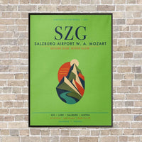 Thumbnail for Salzburg Airport SZG vertical canvas print - framed - light green background