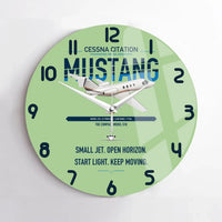 Thumbnail for Cessna Citation Mustang design on light green no frame wall clock