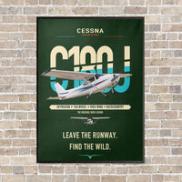 Thumbnail for Cessna 180J Skywagon vertical canvas print - framed - dark green background