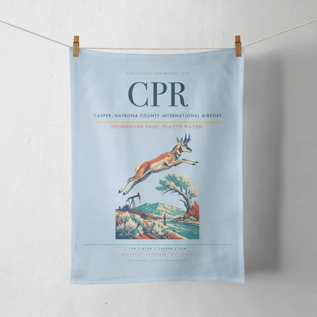 Casper–Natrona County International Airport (CPR) design on light blue towel