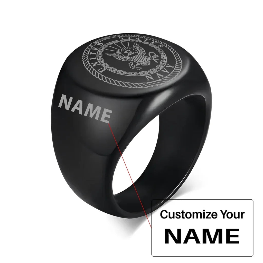 Customisable NAVY Design 20MM Stainless Steel Ring - view 5