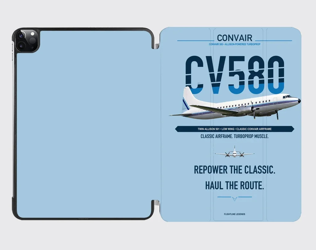 Convair 580 design on light blue ipad tablet case