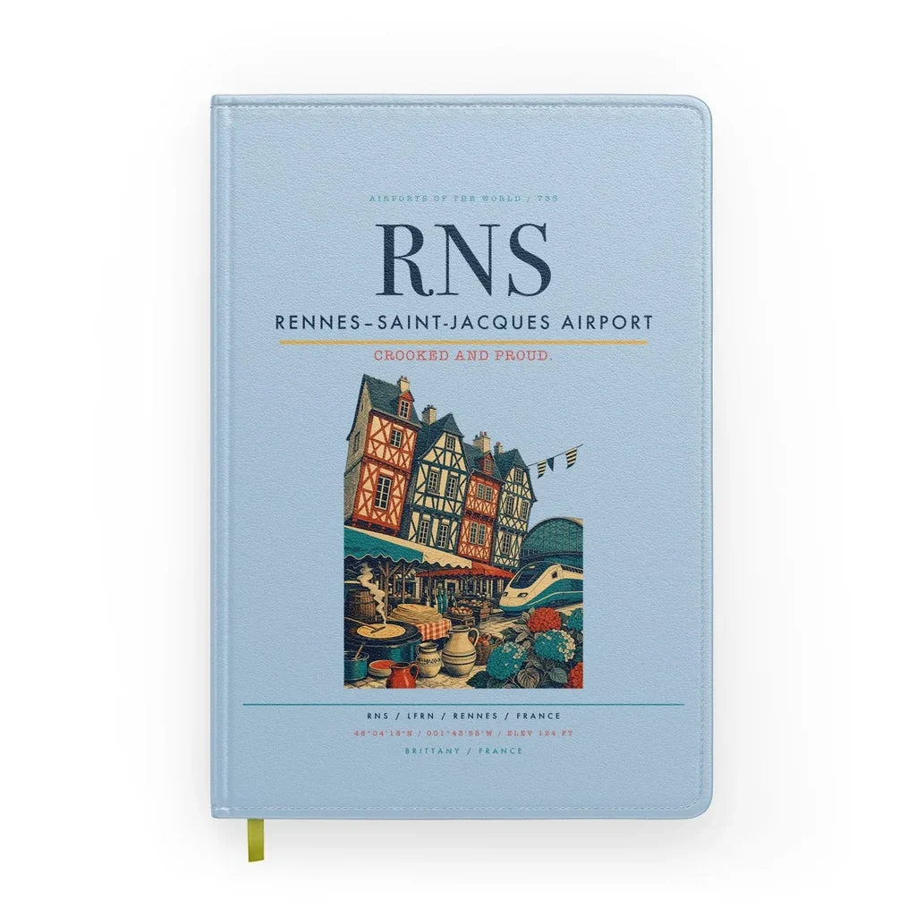 Rennes–Saint-Jacques Airport (RNS) design on light blue notebook