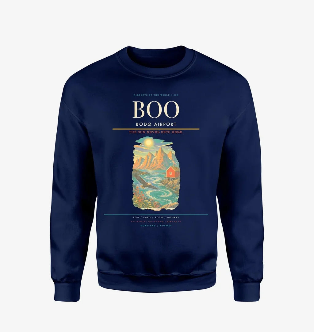 Bodø Airport BOO Sweatshirt - Navy Blue