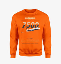 Thumbnail for Bombardier Global 7500 design on orange sweatshirt