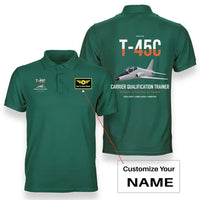 Thumbnail for T-45C Goshawk design on green+name double-side polo t-shirt, double-side print