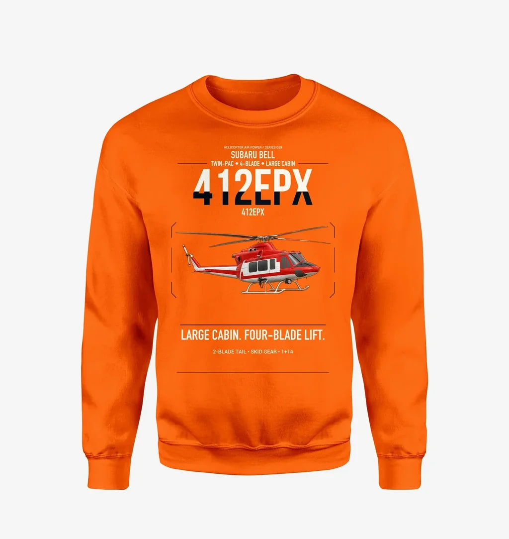 SUBARU Bell 412EPX design on orange sweatshirt