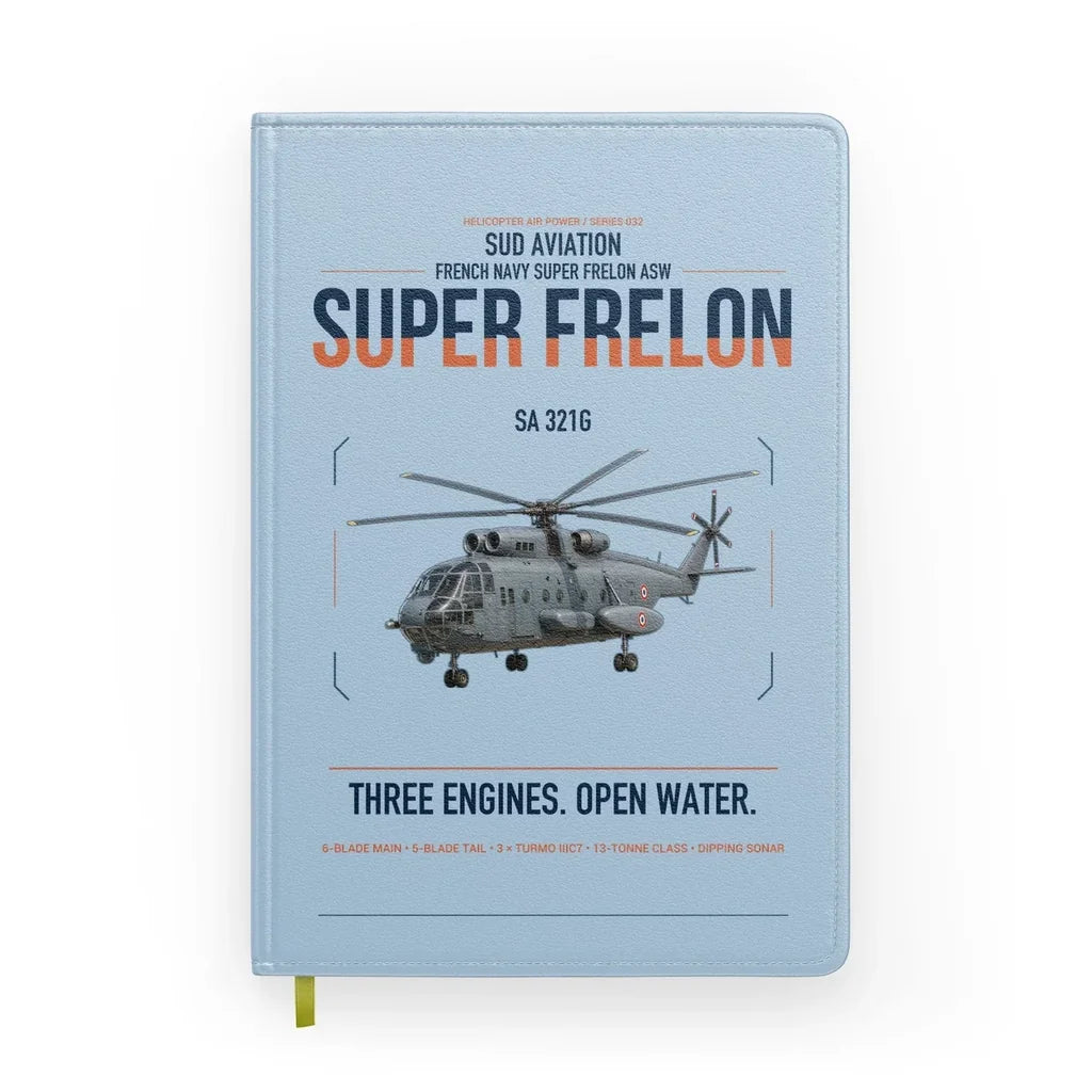 Sud Aviation SA 321G Super Frelon design on light blue notebook